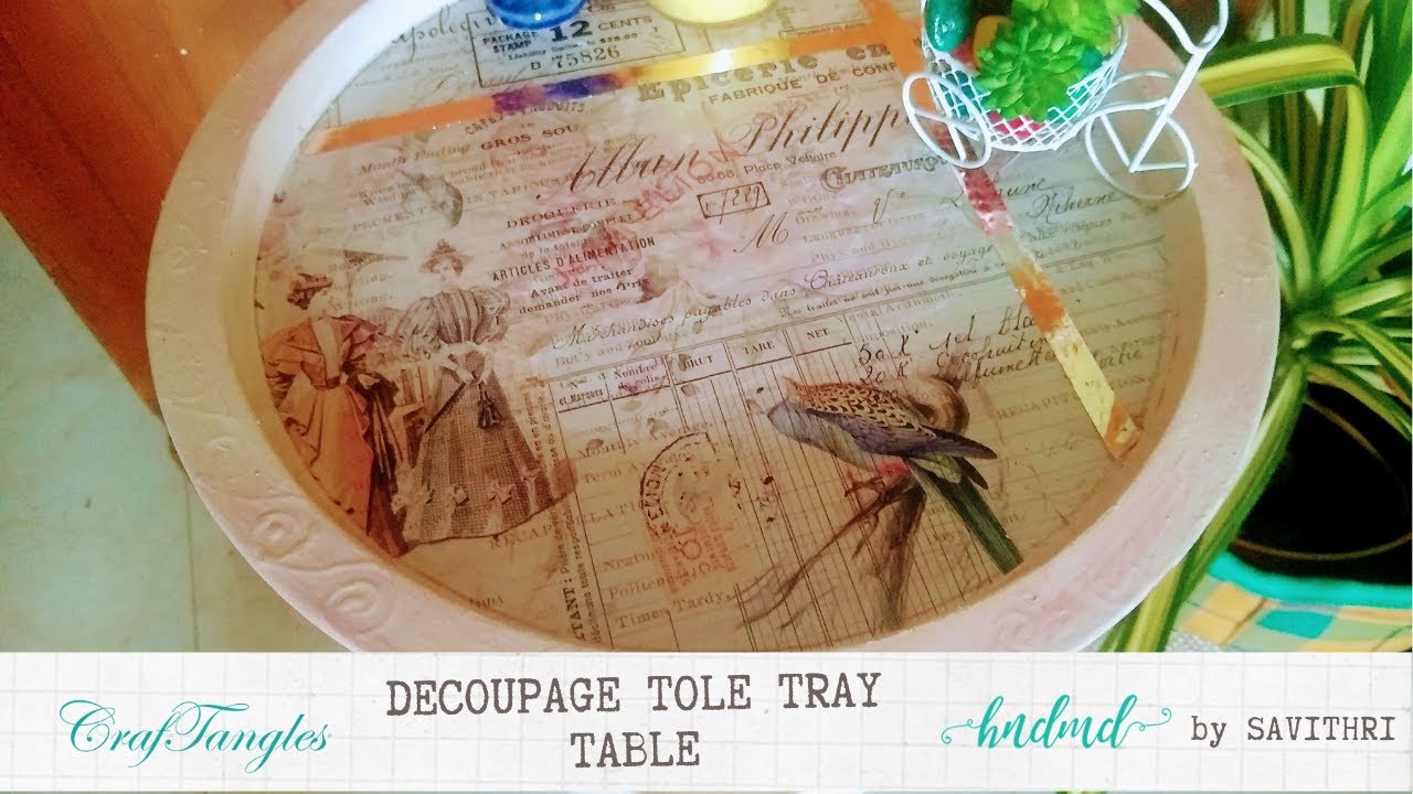 Shabby Chic Treasure - Decoupage Tole Tray Table