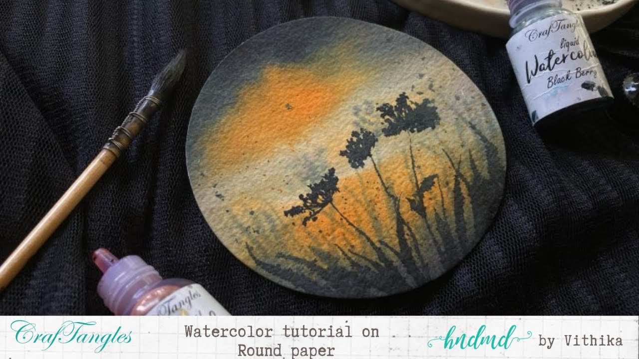 Watercolor tutorial on Round paper
