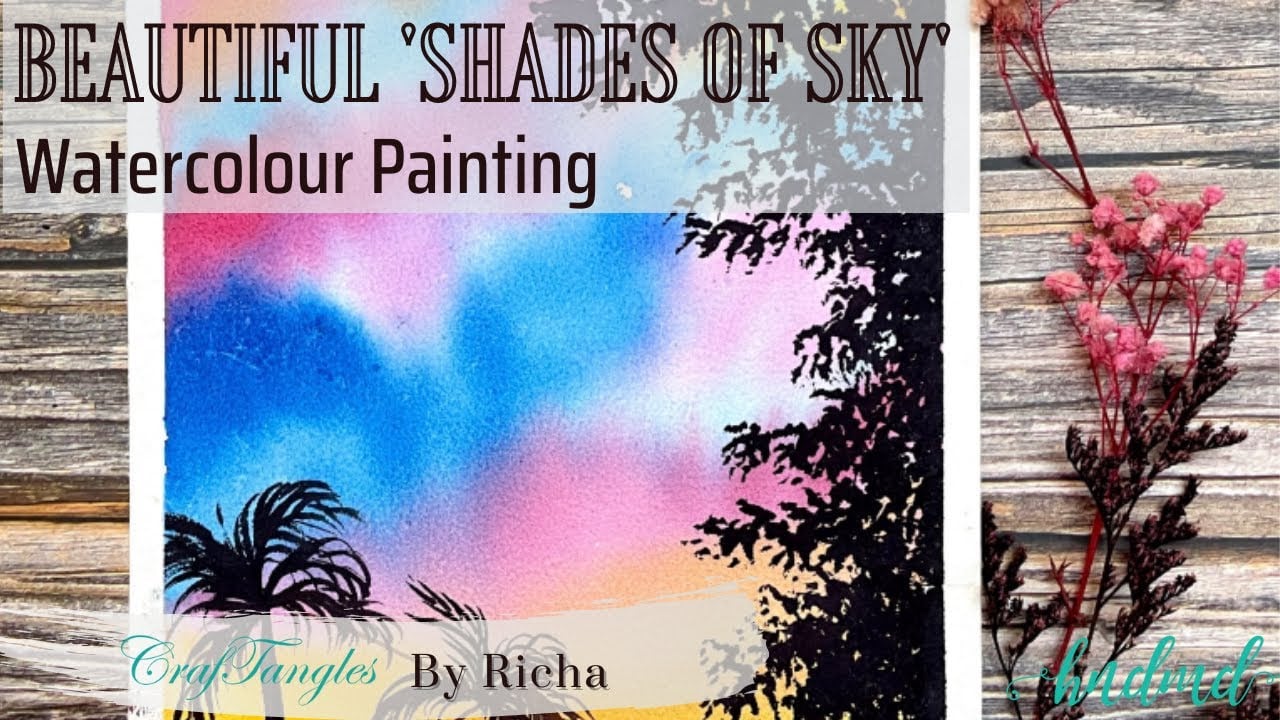 Beautiful 'Shades Of Sky' Watercolour Painting
