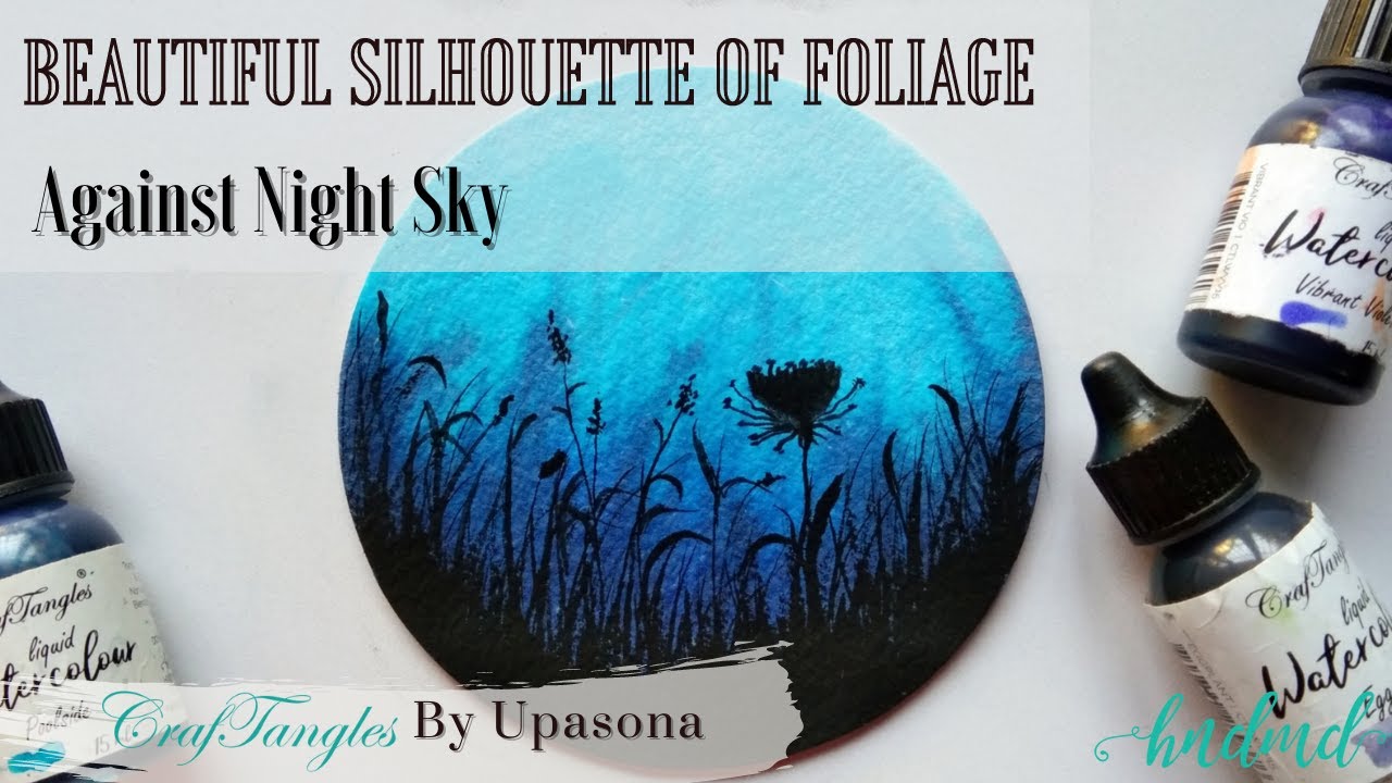 Silhouette of Foliage Against Night Sky