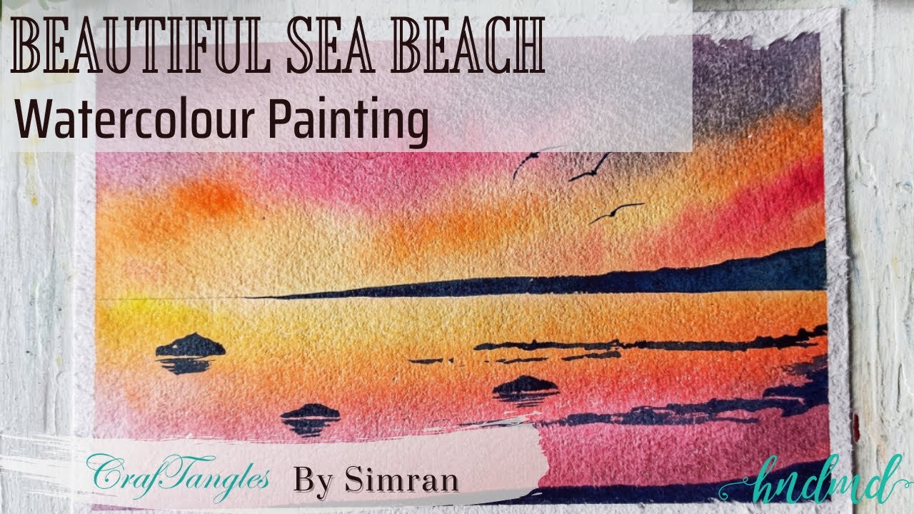 Beautiful 'Sea Beach' Watercolour Painting