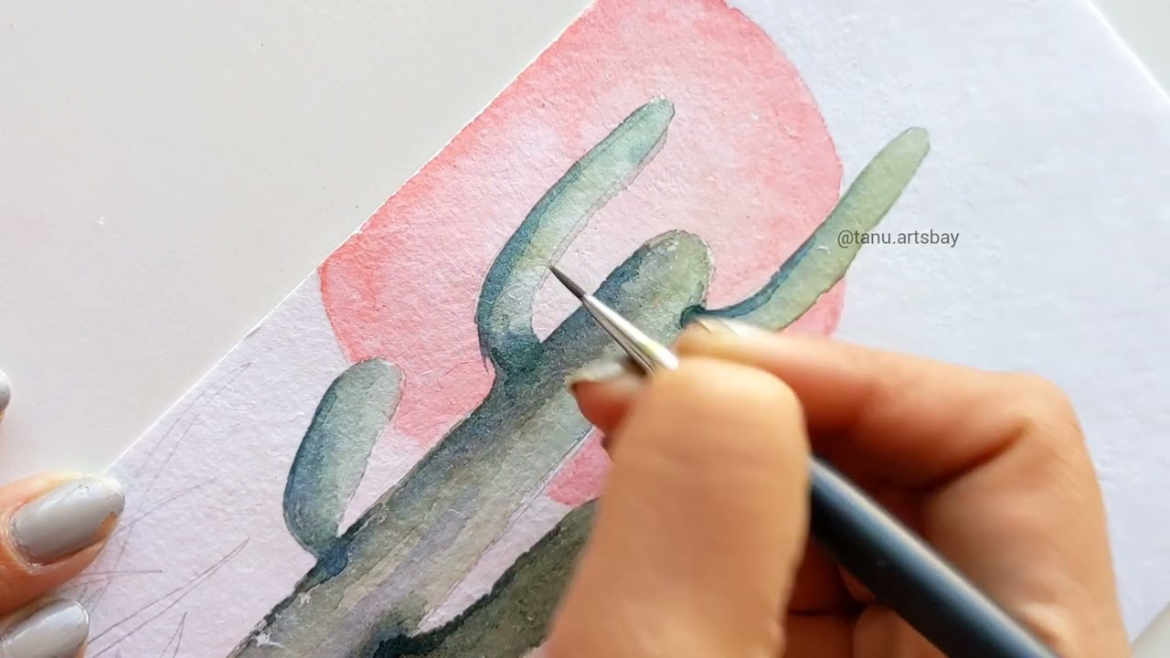 Paint with me #cactus #watercolor #painting #hndmd #craftangles #watercolour #paint #modern  #colour