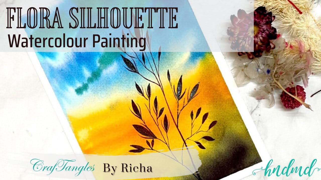 Beautiful Flora Silhouette Watercolour Painting
