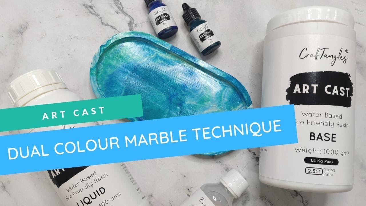 Dual Colour Marble Pour with CrafTangles Art Cast (Jesmonite Alternative)