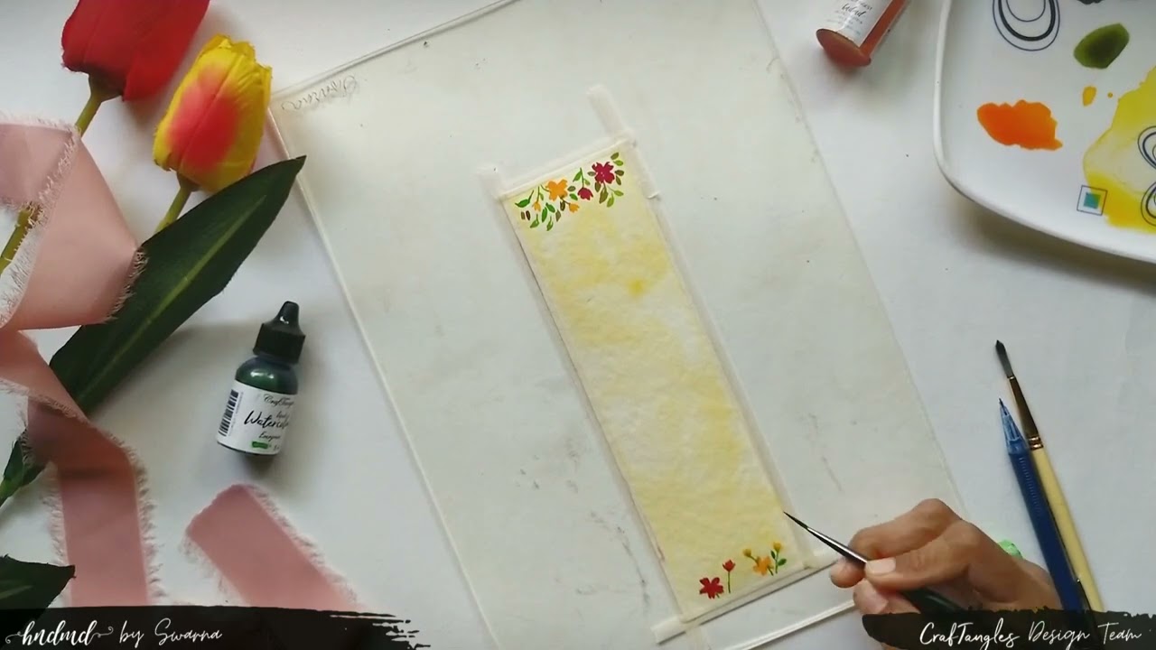 DIY Floral Bookmark #watercolor #watercolorpainting #craftangles #hndmd #floralillustration