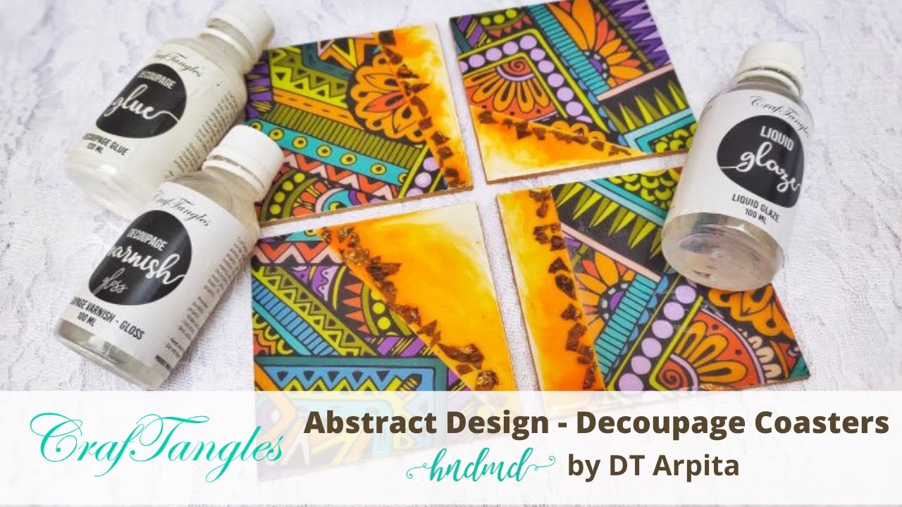 Beautifully Abstract Design Decoupage Coasters