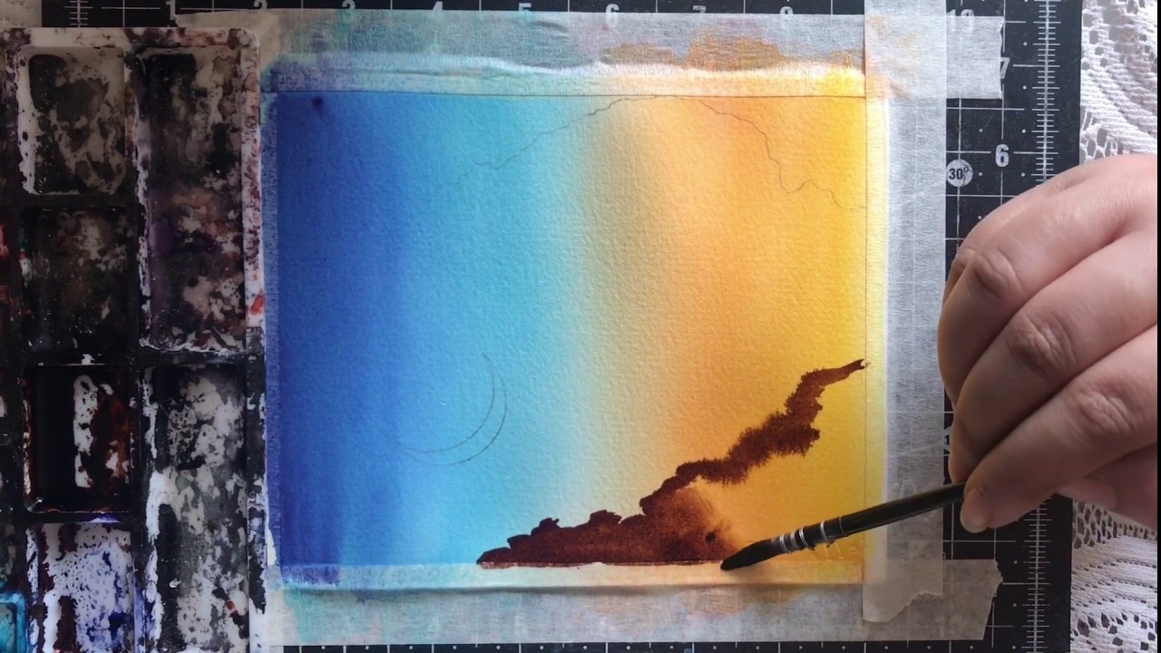 how to create a watercolor landscape - DIY watercolor beginner tutorial