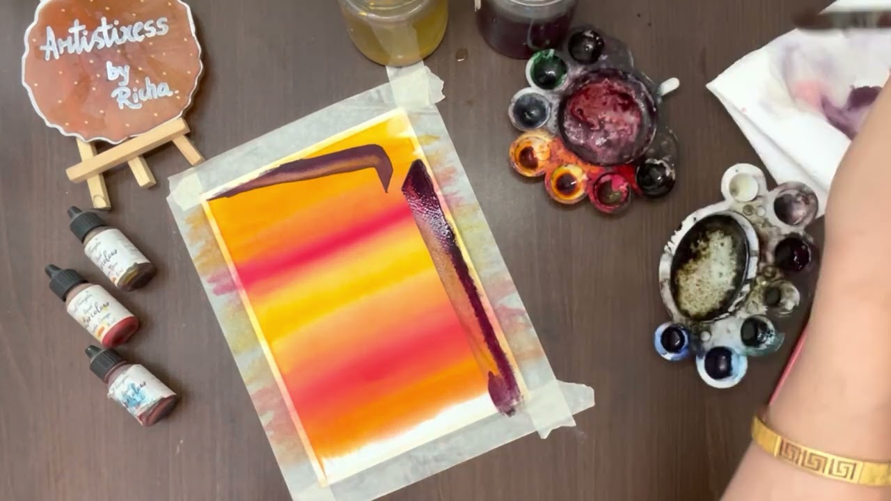 Sunset painting #sunset #watercolor #painting #hndmd #craftangles #watercolour #watercolor #shorts