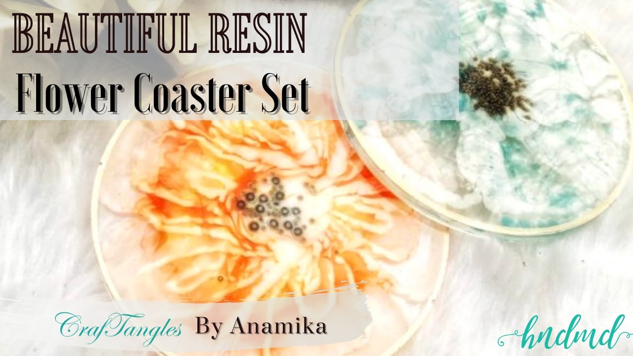 Beautiful Resin 'Flower Coaster' Set