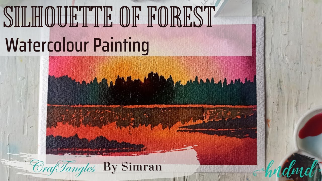 Beautiful 'Silhouette of Forest' Watercolour Painting