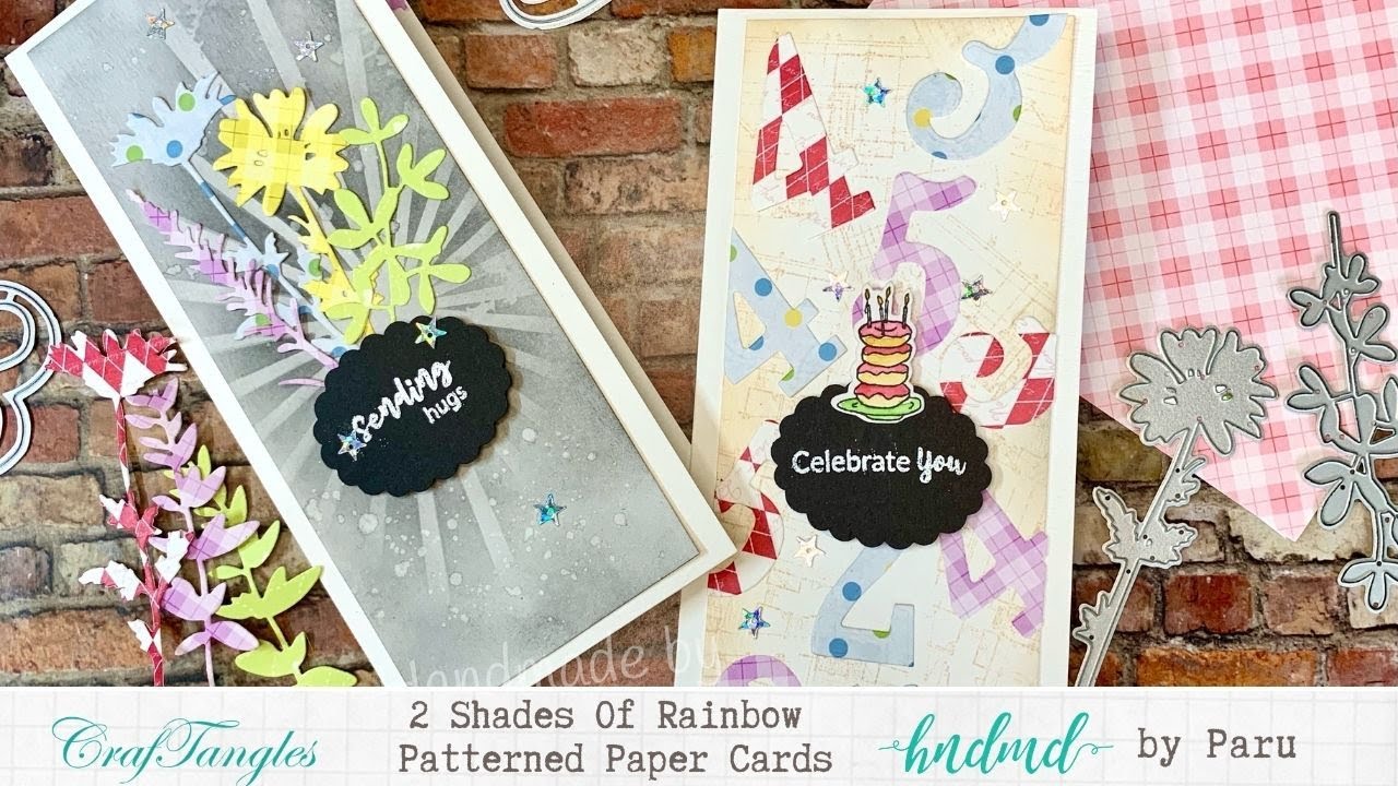 2 Shades Of Rainbow Patterned Paper Cards