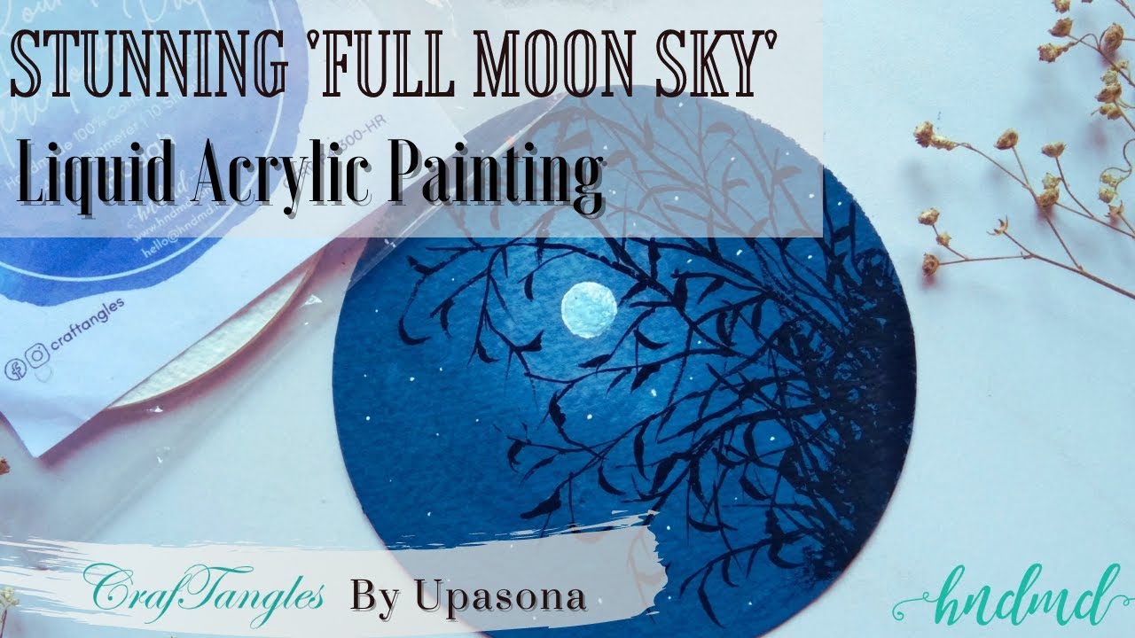 Stunning 'Full Moon Sky' Liquid Acrylic Painting