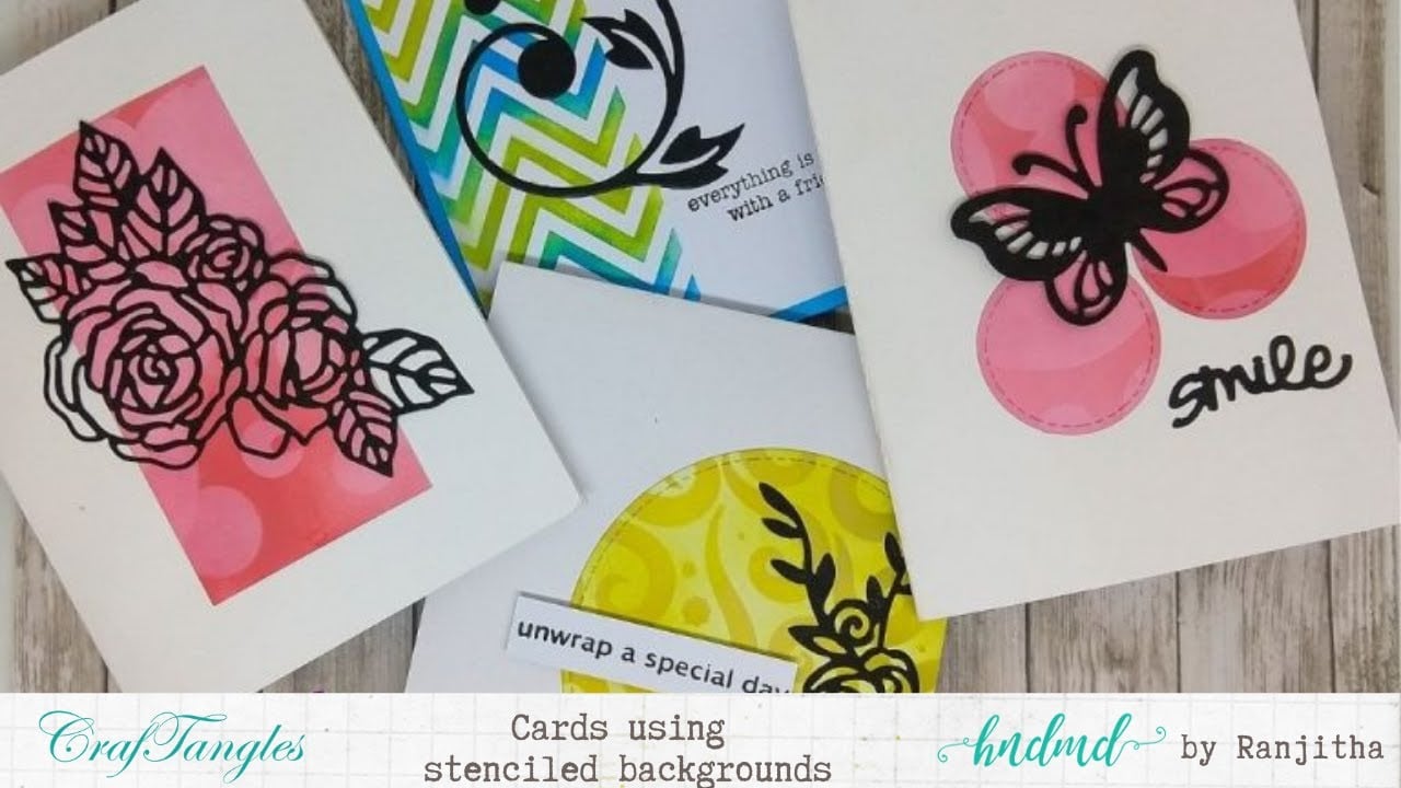 Cards using stenciled backgrounds