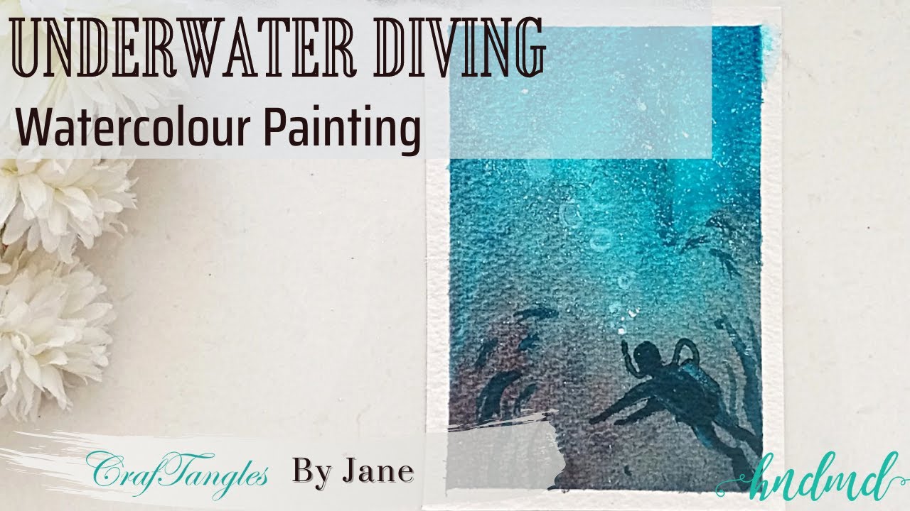 Beautiful 'Underwater Diving' Watercolour Painting