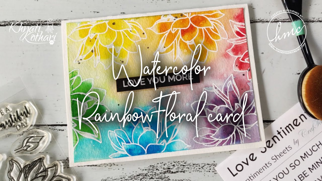 Floral rainbow Valentines Card [DIY start to end tutorial]
