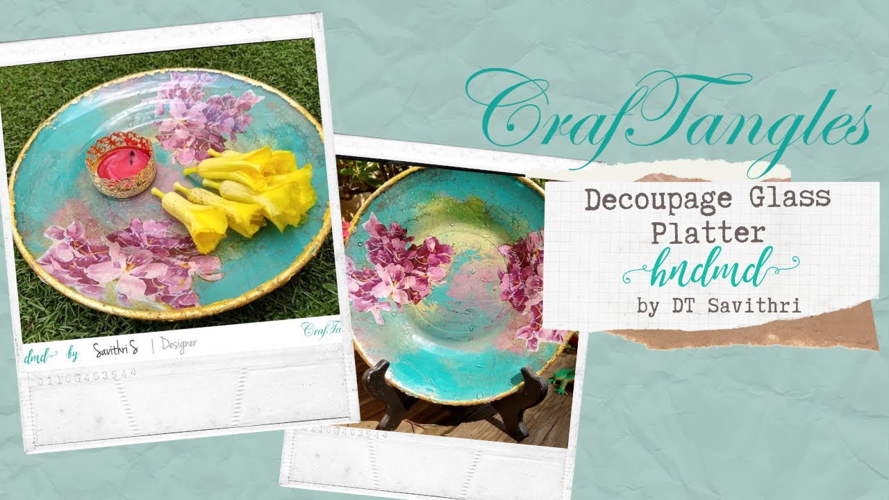 Exclusive Designer Ware Decoupage Glass Platter