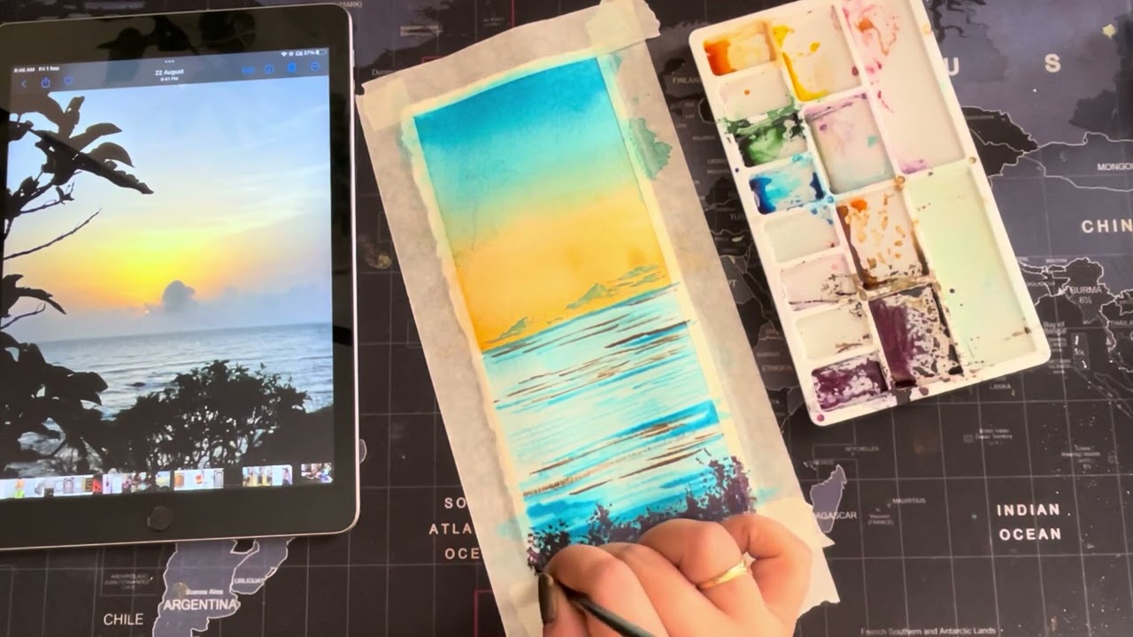 Paint with me #sunset #watercolor #painting #hndmd #craftangles #watercolour #paint #shorts #colour