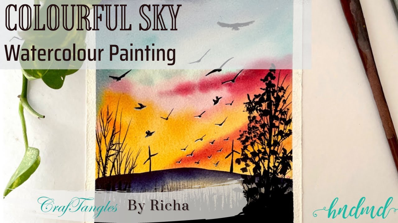 Beautiful 'Colourful Sky' Watercolour Painting