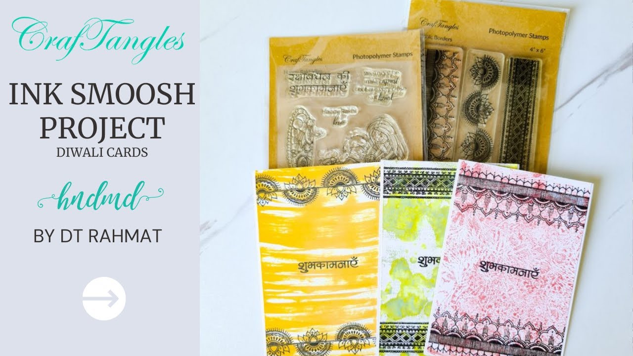 3 fun ways to create ink smooshed projects - Diwali edition