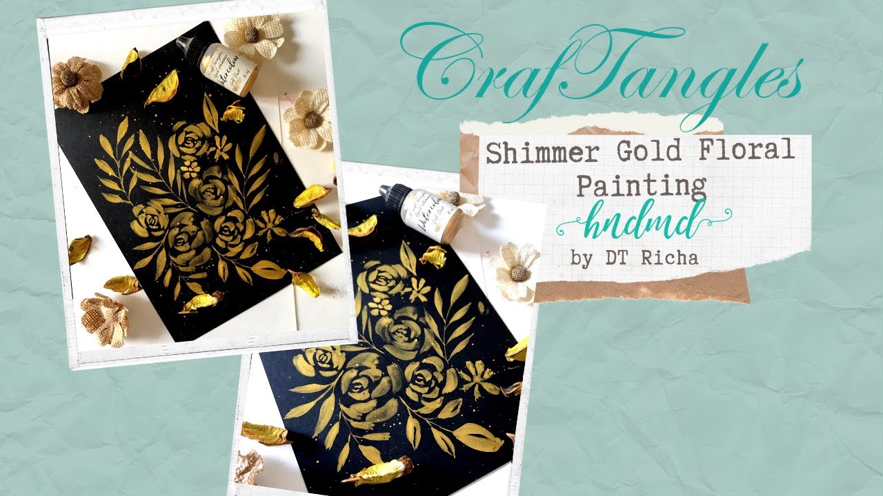 Beautiful Gold Shimmer Floral Painting