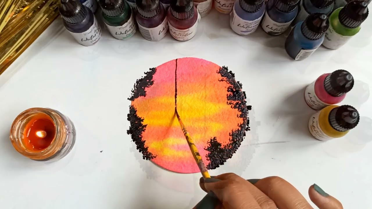 Beautiful Sunset watercolor painting #diy #sunset  #watercolor #watercolour  #hndmd #craftangles