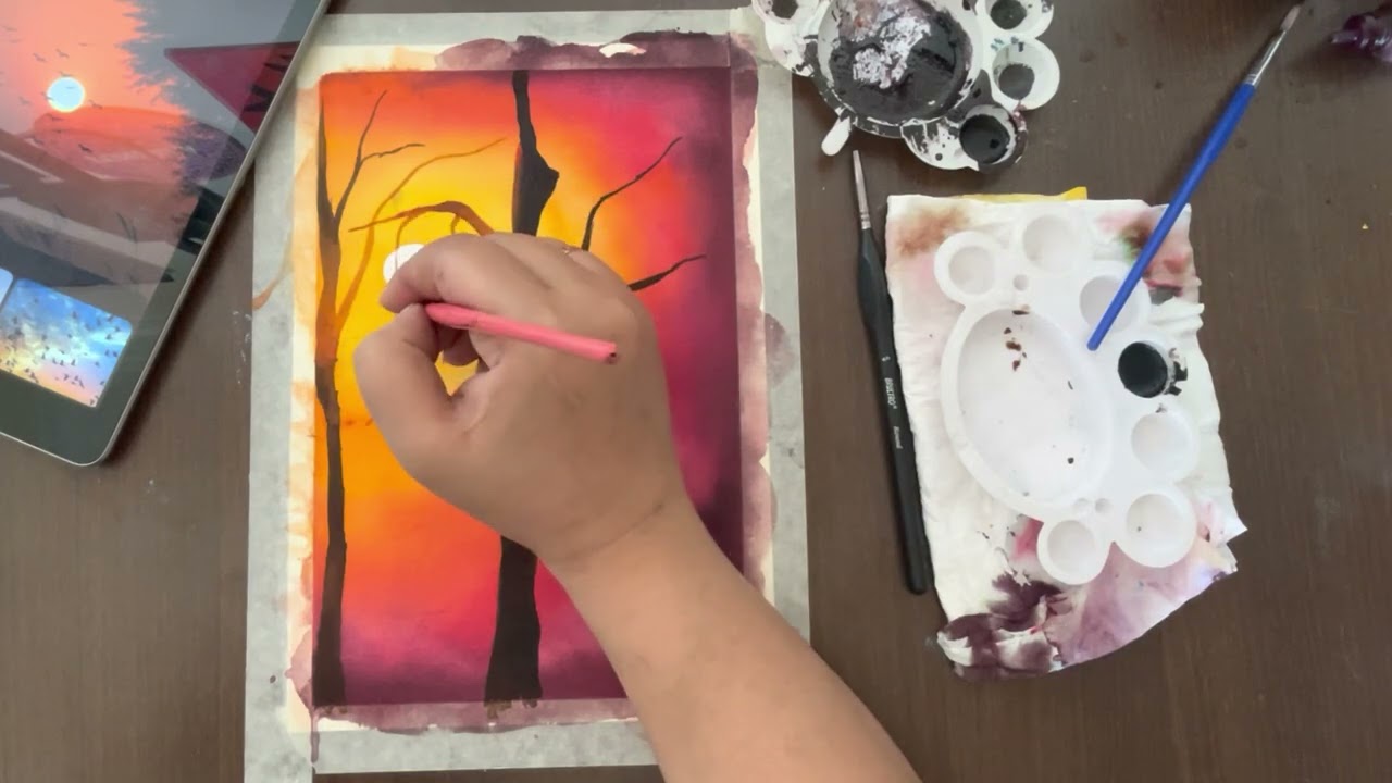 DIY Watercolor painting #diy #painting  #watercolor #watercolour  #hndmd #craftangles #tutorial