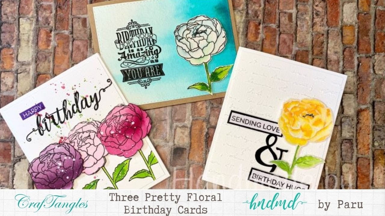 Three Pretty Floral Birthday Cards