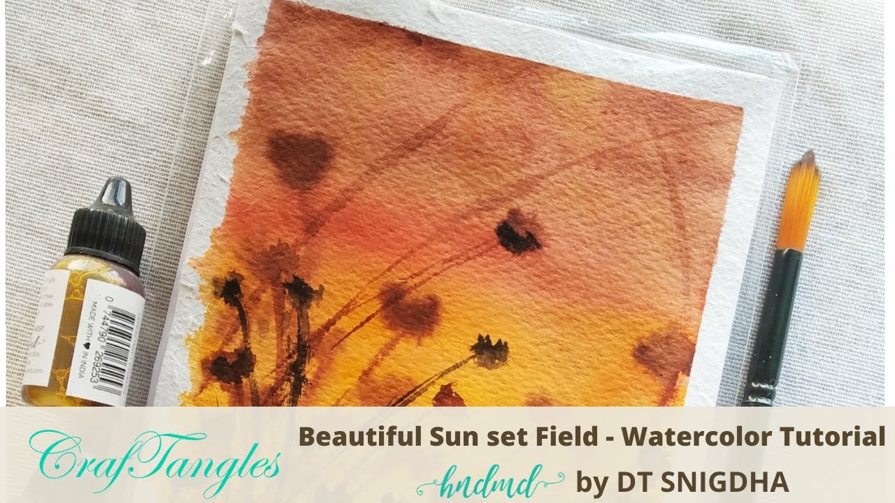Beautiful Sun set Field - Watercolor Tutorial