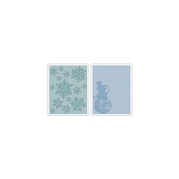 Tim Holtz Sizzix Texture Trades - Snow Flurries & Snowman Set (A2 Large)