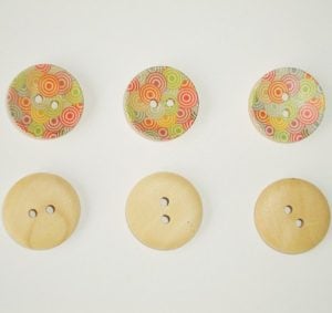 Wooden Circle Shape Button Pattern 2 - Small (Creamish Background with muti colored circles)