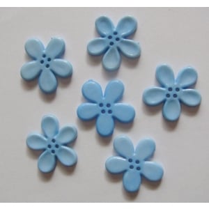 Plastic Flower Buttons - Blue
