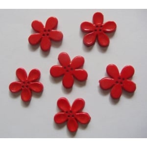 Plastic Flower Buttons - Red