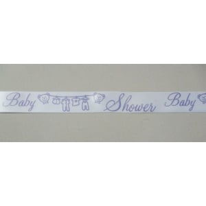 Baby Shower Ribbon - White and Purple