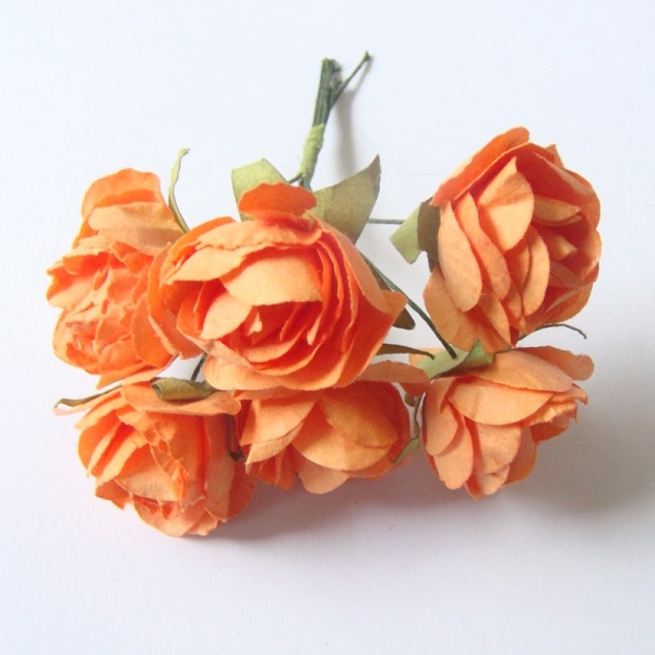 Paper Roses - Dark Orange (Pack of 12 roses)