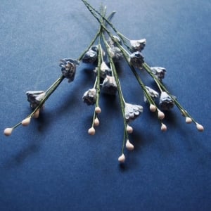 Stem with Flowers - Blue and White