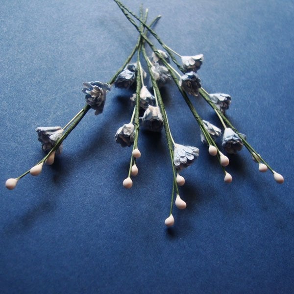 Stem with Flowers - Blue and White