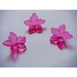 Plastic Curled Flowers - Dark Pink (Pack of 10 flowers)