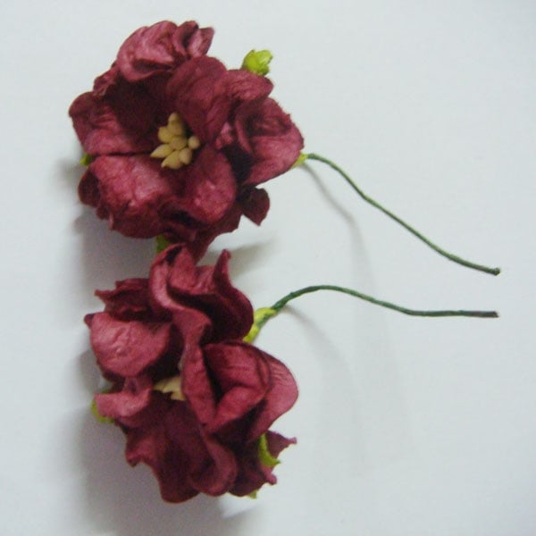 Curled Flowers (Large) - Maroon