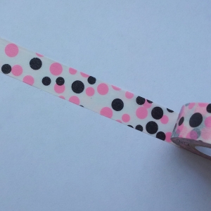 Retro Circles - Pink and Black - Japanese Washi Tape