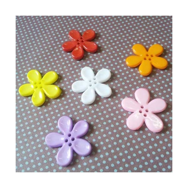 Plastic Flower Buttons - Assorted