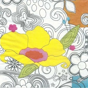 A pack of 12 by 12 inch Decoupage Napkins(5 pcs) - Floral Design 7