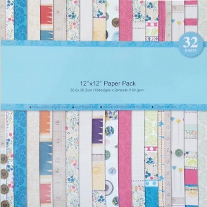 Assorted 12 by 12 Paper Pack - Brights (Set of 32 sheets)