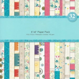 Assorted 6 by 6 Paper Pack - Brights (Set of 32 sheets)