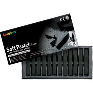 Mungyo Square Shaped Soft Pastel Crayon -General Series (12 assorted colors charcoal)