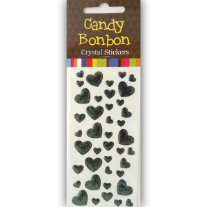 Crystal Stickers - Hearts (Black)