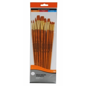 Daler-Rowney Simply Gold Taklon Synthetic Long Handled Brush - Set of 10