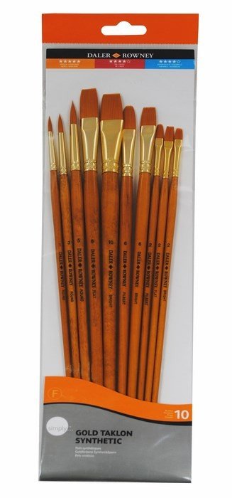 Daler-Rowney Simply Gold Taklon Synthetic Long Handled Brush - Set of 10