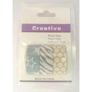 Creative Glittered Washi Tapes (Pack of 3 tapes) - Design 3