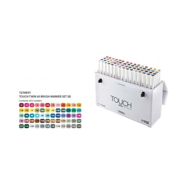 Shinhan Touch Twin Brush Markers (Set of 60B assorted Shades)
