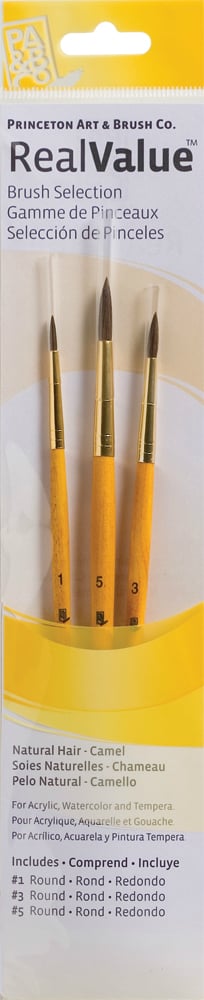 Princeton Real Value Natural - Camel Short Handle Brush Set (Set of 3 Brushes) - 1
